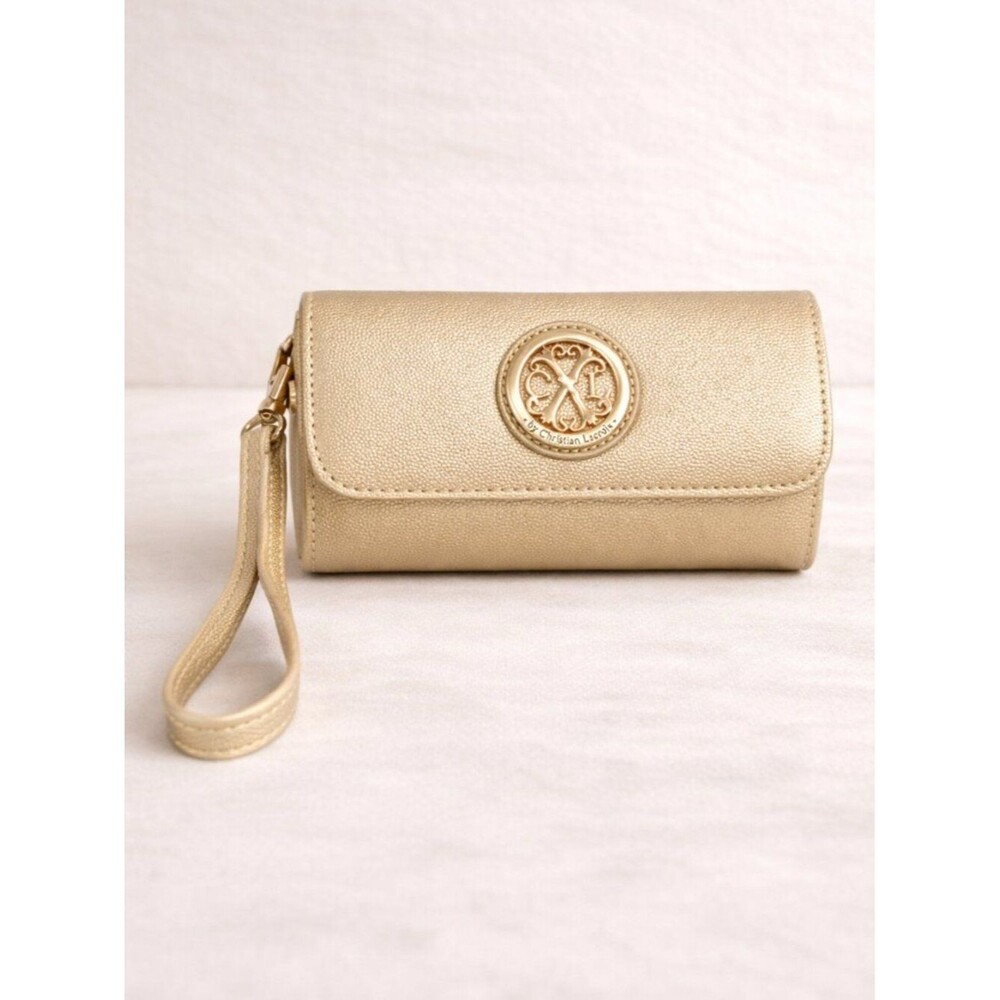 CXL Christian Lacroix Gold Wristlet Clutch NWT Minimalist Glam Luxe Cocktail